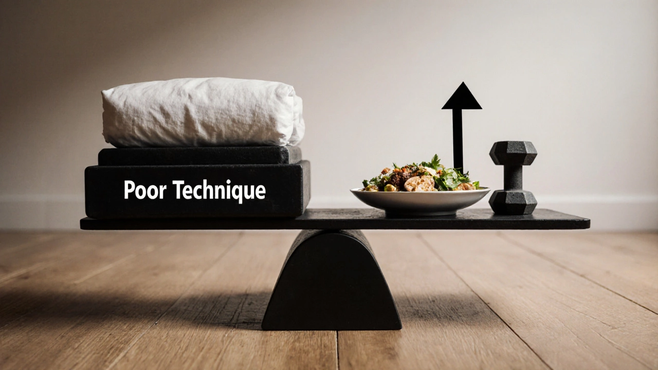 Весы с одной стороны — ошибки тренировок, с другой — сон, еда и правильная техника.