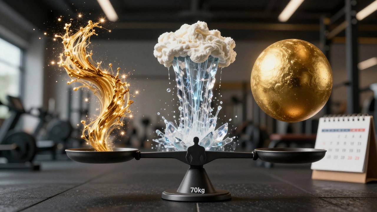 Три типа протеина в виде элементов, влияющих на тело атлета.