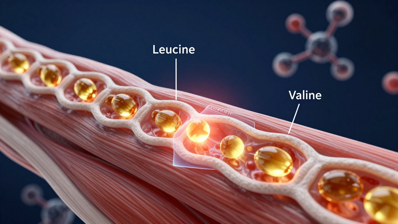 Концептуальная иллюстрация защиты мышечных волокон аминокислотами BCAA